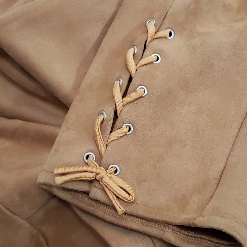 MAJORELLE Camel Faux Suede Lace-up Jillian Pant XL - Picture 7 of 13